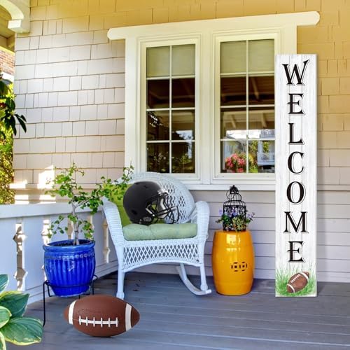 Fall Football Porch Sign 47" Outdoor Football Fall Decorations for Home Farmhouse Welcome Sign Vertical Wooden Holiday Front Porch Decor for Thanksgiving Autumn Harvest Yard Hanging Garden - Image 5