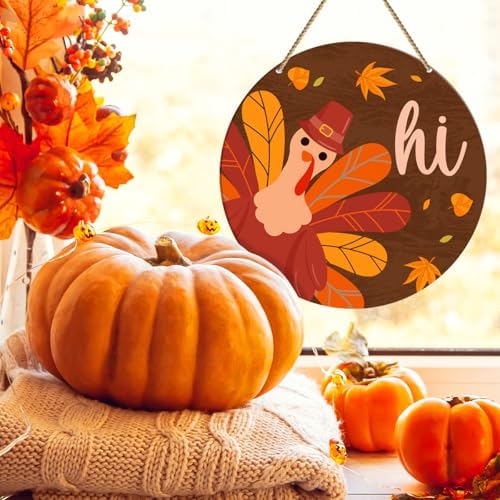 Thanksgiving Front Door Sign Decor, Thanksgiving Turkey Welcome Sign Decorations for Home Office Door Porch Rustic Fall Autumn Hanging Sign Wall Decor - Image 4