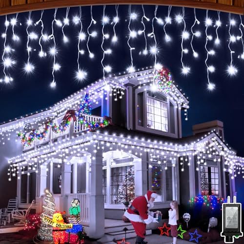 50FT 504 LED Outdoor Christmas Lights - 112 Ice Drops, 12 Pro Modes by WUXYIYANG