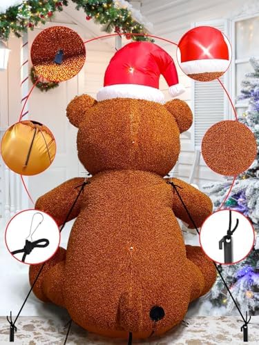 Kalolary 8FT Christmas Inflatable Fluffy Bear Yard Outdoor Decoration - Image 5
