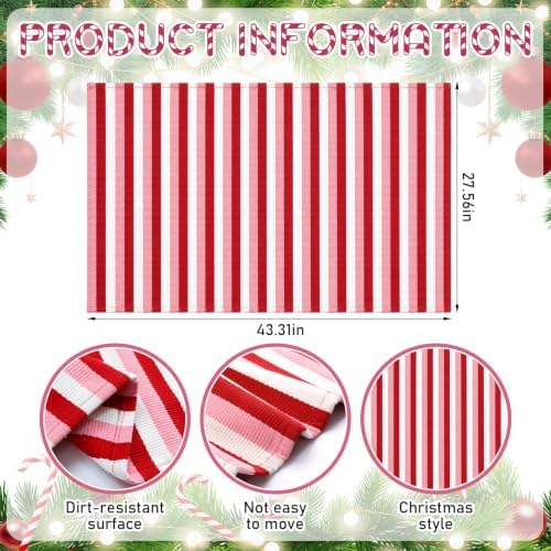 Moucuny 2'4'' X 3'7'' Christmas Red Pink White Vertical Stripe Outdoor Rug - Image 2