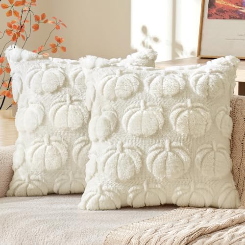 MIULEE Fall Pillow Covers Pumpkin Fall Decor 22x22 Cream White by MIULEE