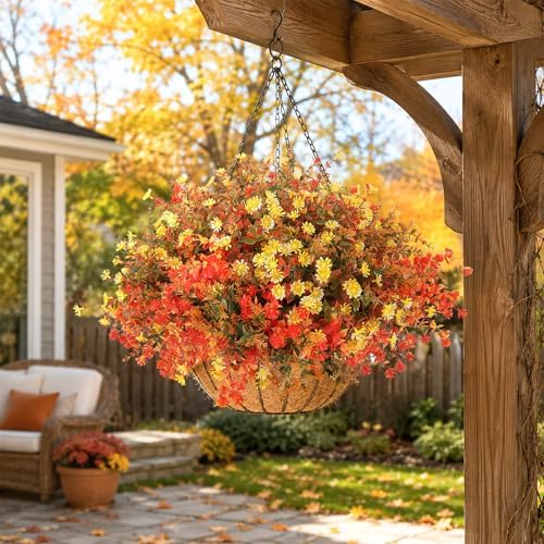 24 Bundles Artificial Fall Flowers for Outdoors Decor, Fake Mums Plants - Image 6