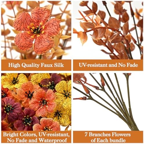 Artificial Mums for Outdoors, Artificial Fall Flowers, 30Pcs Fake Mums - Image 4