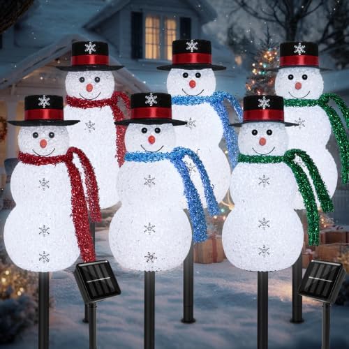 Christmas Snowman Solar Pathway Lights Outdoor Decorations, 6 Pack by TAILERRI