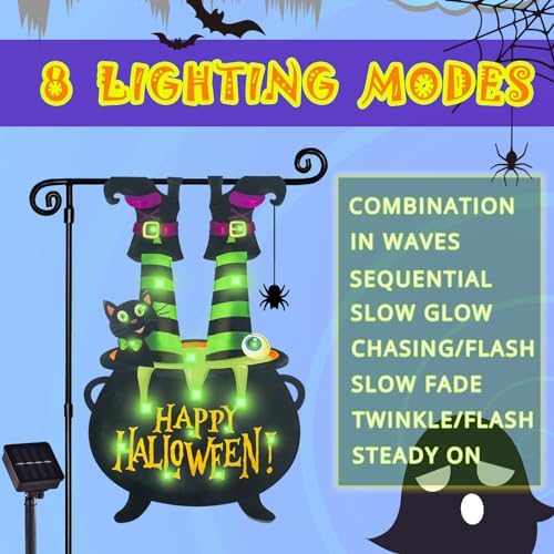 Halloween Lighted Garden Flag, Witch Feet Yard Decor, 28x40 In - Image 3