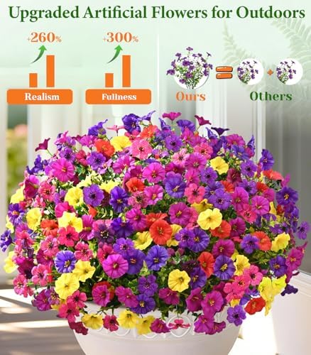 Yastouay Artificial Flowers for Outdoors, 22 Bundles UV Resistant Artificial Outdoor Flowers, Realistic Fake Outdoor Flowers Plant Faux Flowers for Outdoor Planters Front Porch Patio Window Box - Image 3