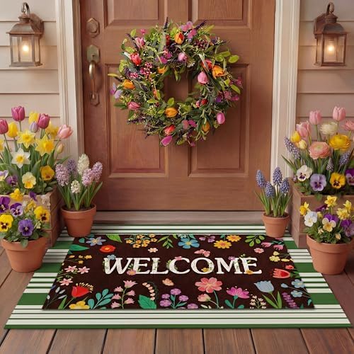 Tinideya 2 23.6 X 35.4 Inches Colorful Flowers Black, Green, and White by Tinideya