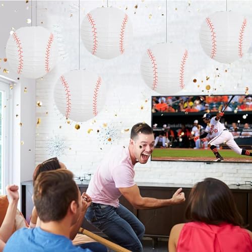 BEISHIDA 8Inch Baseball Paper Lanterns 12Pack Hanging Round Chinese Lantern - Image 5