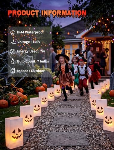 14.5Ft Halloween Pathway Lights with 7 Flickering Flame Pumpkin - Image 4