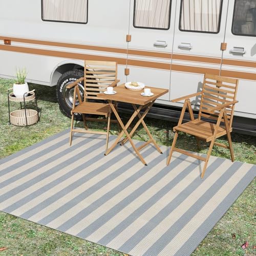 OJIA Striped Area Rug 5'x7' Outdoor Rug, Washable Patio Rugs Camping Rug - Image 6