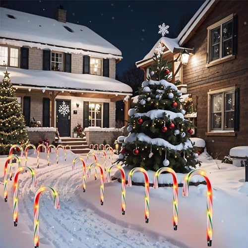 10" Candy Cane Pathway Lights, 10-Pack Christmas Stake Lights for Outdoor - Image 3