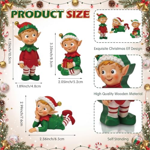 DoubleFill Wooden Figurine Table Decorations, Christmas Elves - Image 3