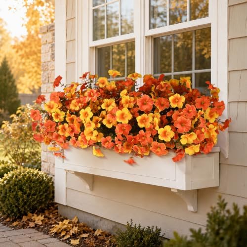 INQCMY 12 Pcs Artificial Petunias Fake Fall Flowers Outdoors UV Resistant - Image 6
