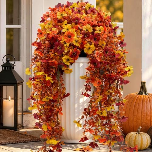 ColoPlay Artificial Mums for Outdoors Fall Decor, Faux Fake Hanging Flowers by ColoPlay