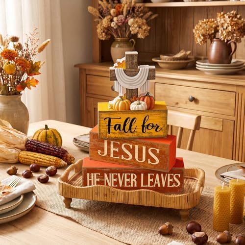 Lineshading 4 Pcs Fall Decoration For Home Fall Religious Wooden Signs - Image 6