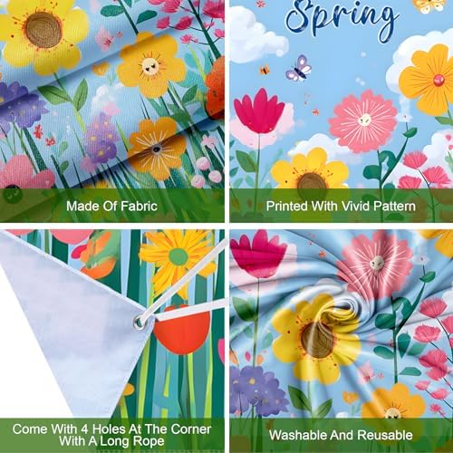 Front Door Covers Decorative, Spring Flower Design Door Curtain 70.8 x 35.4 Inch for Porch Outdoor Indoor Home Decor (Colorful-227) - Image 3