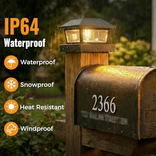 btfarm 4x4 Solar Post Cap Lights, 2 Pack Fence Deck Post Lights, Black - Image 4