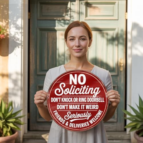 No Soliciting Wood Sign for House Front Door, Don't Knock or Ring Doorbell House Welcome Sign - Image 4