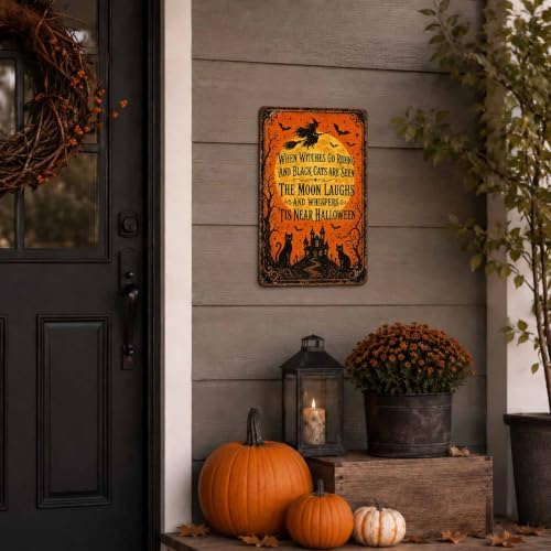 Halloween Poem Metal Art Sign When Witches Go Riding Wall Decor - Image 5