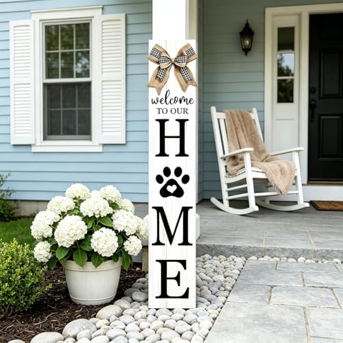 Foutcheou Welcome to Our Home Front Door Sign, 47"X8", White - Image 7