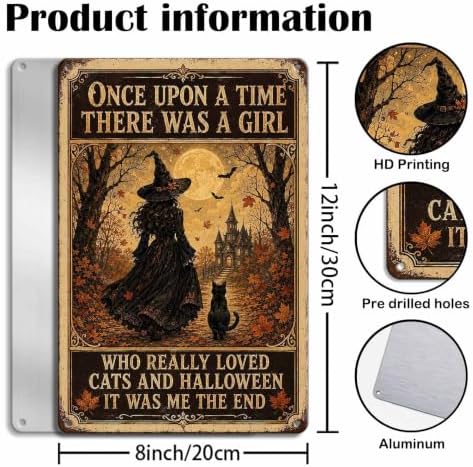 Halloween Metal Art Sign Girl Who Loved Cats Vintage Wall Decor - Image 3