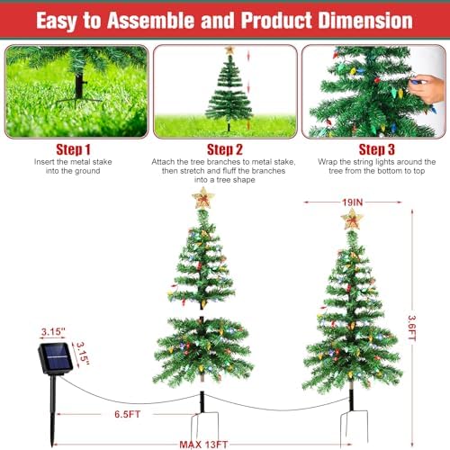Solar Christmas Trees Lights Outdoor, Solar Powered Xmas Tree Stake Outside - Image 7