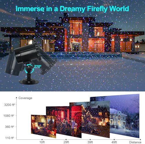Laser Christmas Projector Lights Outdoor,Moving RGB Laser Projection Light,Firefly Light Show with RF Control,Waterproof Holiday Projector for Garden Patio Halloween Christmas Decoration&Gift - Image 2