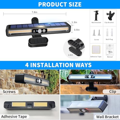 Clip On Solar Lights Outdoor with PIR Motion Sensor (Black ,6 Pack ,3000K) - Image 5