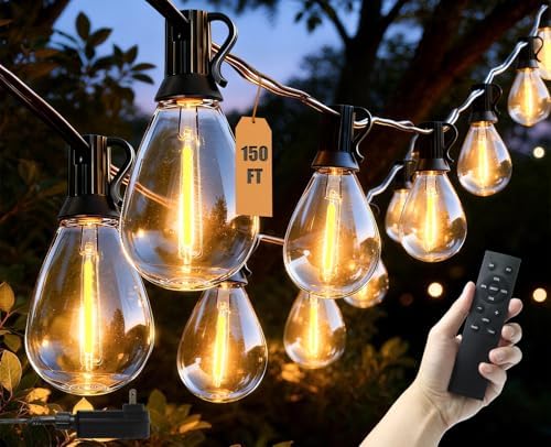 150FT Outdoor String Lights Waterproof, 50+2 Shatterproof S11 LED Bulbs, Extra Long Patio Lights for Outside, Bistro Cafe Decor, Backyard Garden Hanging Lights, Outside Fence Light String by Unknown
