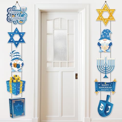 Yaomiao 2 Sets Hanukkah Door Banner Welcome Porch Sign Hanging Decor - Image 7