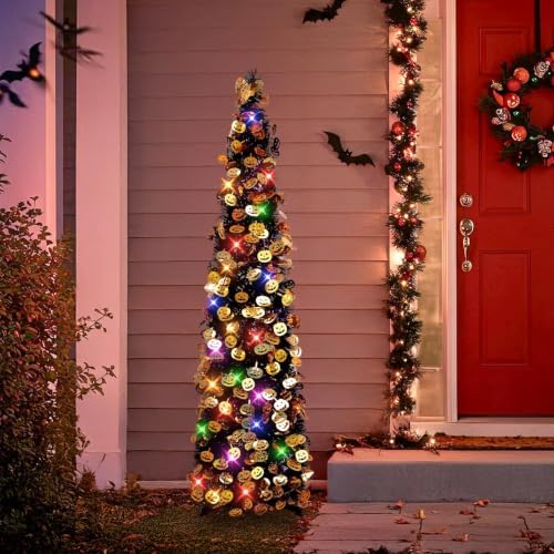 N&T NIETING Halloween Tree Decorations with Lights, 5FT, Black Purple - Image 6