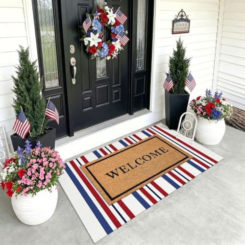 KOZYFLY 250th Anniversary Patriotic 3x5 ft Striped Rug, Blue Red White - Image 2