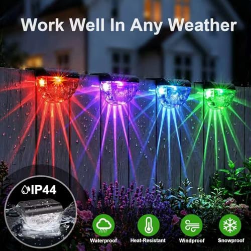 Melunar 8 Pack Solar Deck Lights Outdoor, Solar Step Lights Waterproof for Outside, Yard, Patio, Garden, Pool, Railing, Stairs, Fence (Color Changing) - Image 6