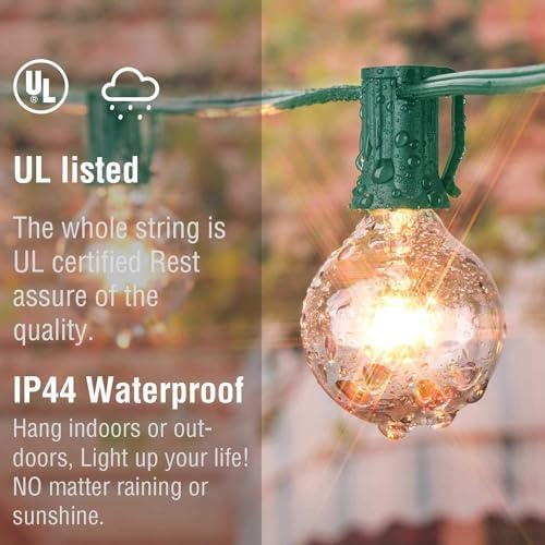 25Ft Outdoor Christmas String Lights, G40 Warm White Christmas Decorations Lights with 27 Incandescent Globe Bulbs, Vintage Christmas Lights for Xmas Tree Party Backyard Wedding Garden Holiday Patio - Image 3