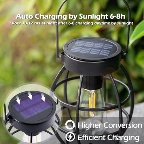 LeiDrail Solar Lanterns Outdoor, Hanging Metal Lights, Dual LED, 4 Pack - Image 4