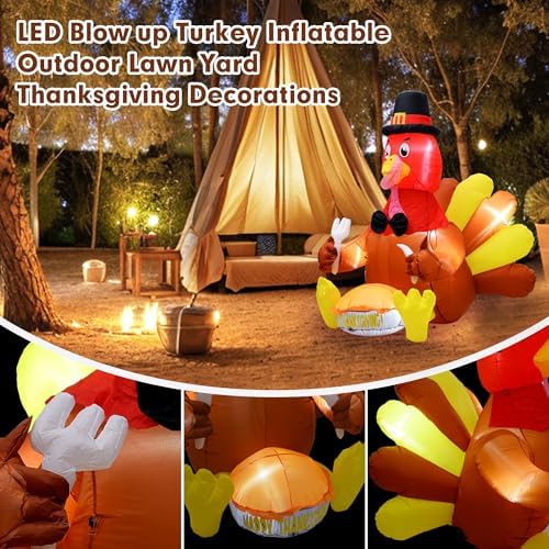 6FT Thanksgiving Inflatable Turkey Decoration, Blow up Turkey Inflatable - Image 6