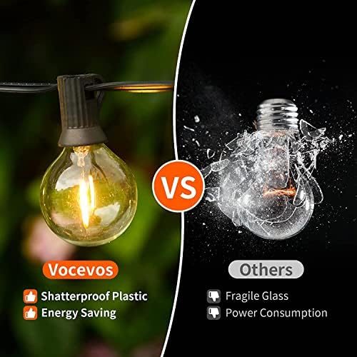 Outdoor String Lights 200FT 2-Pack LED Outside Waterproof Patio Lights Backyard Heavy-Duty Shatterproof Plastic G40 Bulbs 0.6W Efficient Connectable Globe Light Decor Yard Café Exterior - Image 4
