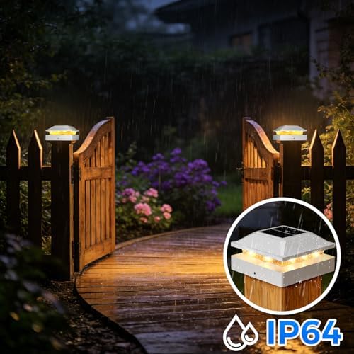 Peasur 4x4 Post Solar Lights 16 Pack, 2 Modes 16 LED Solar Post Cap Light Waterproof, Black Deck Fence Post Solar Lights Powered Outdoor, Fit 4x4 Wood/Vinyl Posts for Porch Patio - Image 3
