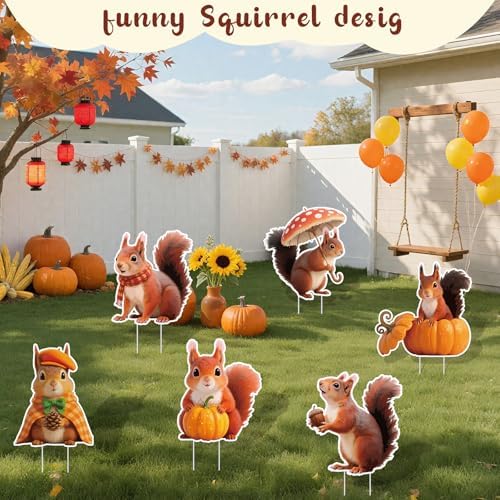 6Pcs Thanksgiving Yard Signs Stakes,The Nut Squirrel Pumpkin Fall Outdoor Decorations for Home Outdoor Yard Patio Lawn Decor, Garden Decorations - Image 4