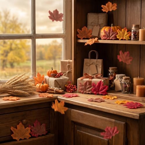 400Pc Artificial Fall Leave Silk Maple Leaf for Thanksgiving Decor - Image 5
