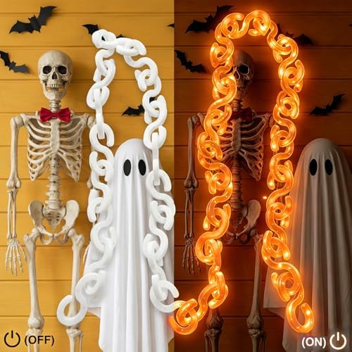 16.4 ft Halloween Chain Lights, Outdoor Orange Halloween Lights - Image 4