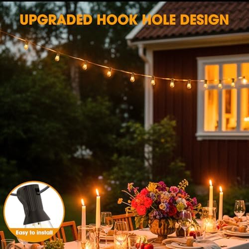 GvvooHome 50FT LED Outdoor String Lights with 25 Shatterproof Edison Bulbs (1 Spare), Dimmable Hanging Outdoor Lights for Backyard, Porch, 2700K Warm White - Image 4