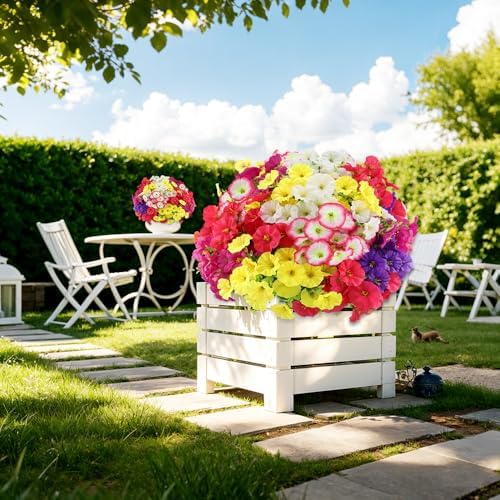18Pcs Artificial Flowers Fake Outdoor Plants Silk Morning Glory with Eucalyptus UV Resistant Faux Flowers for Outside indoor Planter Front Door Porch Yard Patio windowsill Home Decor (Mix 6 colors) - Image 6