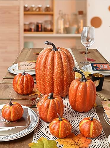 DearHouse 7Pcs Thanksgiving Artificial Pumpkin Home Decoration Sets, Artificial Vegetables Pumpkin for Fall Halloween Home Decor - Image 3