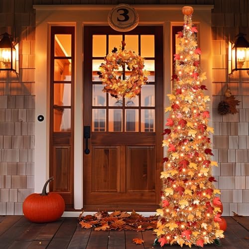 Pumpkin & Fall Decor - 6FT Pop Up Fall Tree with Lights Battery Operated - Image 6