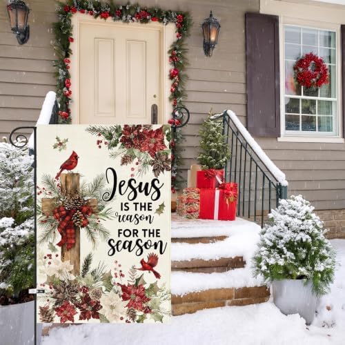 Baccessor Christmas Garden Flag 12.5x18 Inch Winter Red Cardinal Farmhouse - Image 2