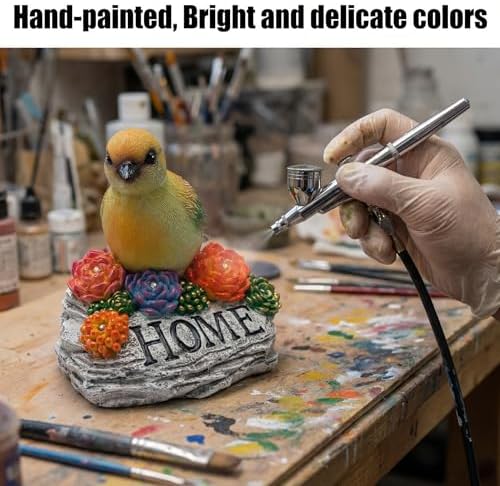 DECOUE Solar Garden Statue with Bird“Home”Sign,Outdoor Decor with Warm LED - Image 5
