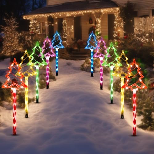 BRIGHTDECK Solar Christmas Tree Pathway Lights Outdoor Decorations, 5 Pack - Image 7