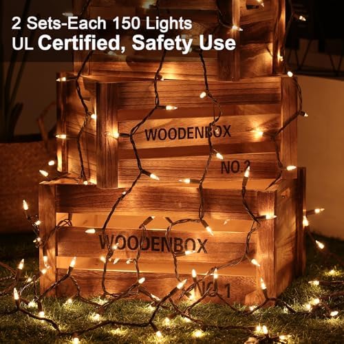 BrizLabs Christmas Lights, 300 Count Warm White Incandescent Light 69.6 ft - Image 4